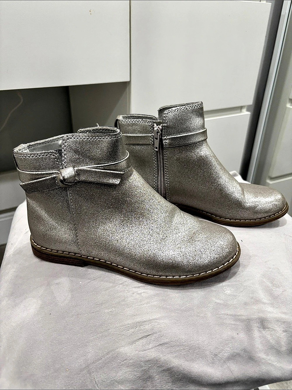Girls Metallic Ankle Boots US 3